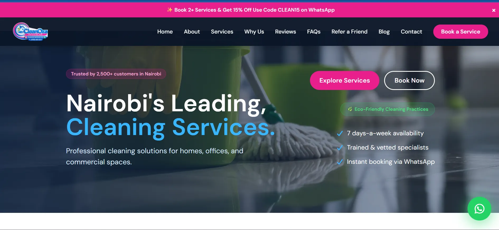 CleanOza Services - VYCEN Portfolio Case Study